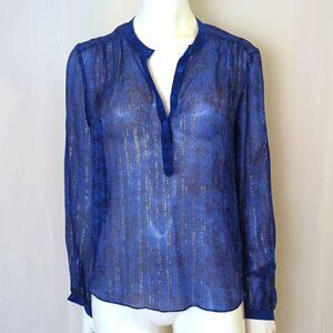 Rebecca Taylor Blue Silk Chiffon Blouse Size 2